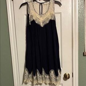 Umgee Navy and Cream Lace Dress